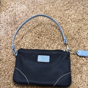 Coach Black Wristlet with Blue Accents